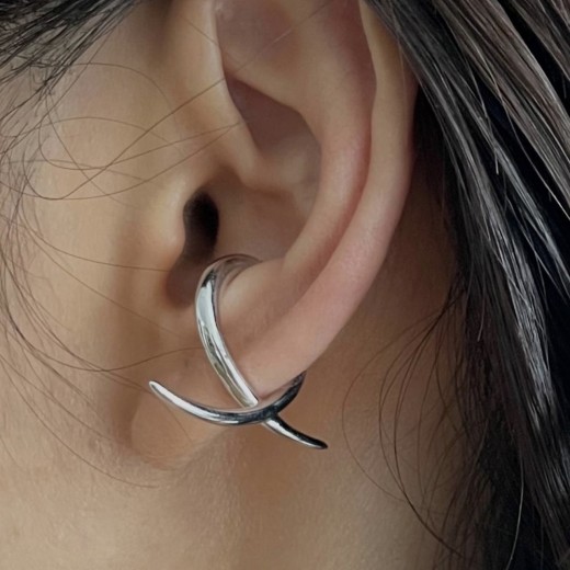 earrings minimal sterling silver gold bantouvani jewelry women earcuff chain cuff