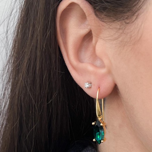 earrings drop zirconia swarofsky gold elegant 