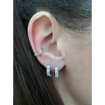 Earrings hoops with white zirconia