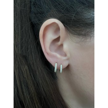 Earrings hoops small with white zirconia