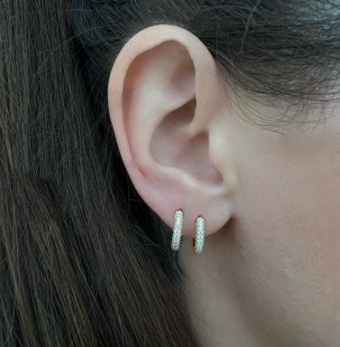 Earrings hoops small with white zirconia