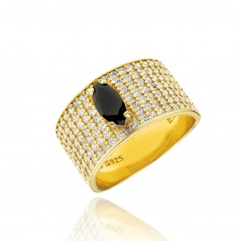 Ring with black and white zirconia