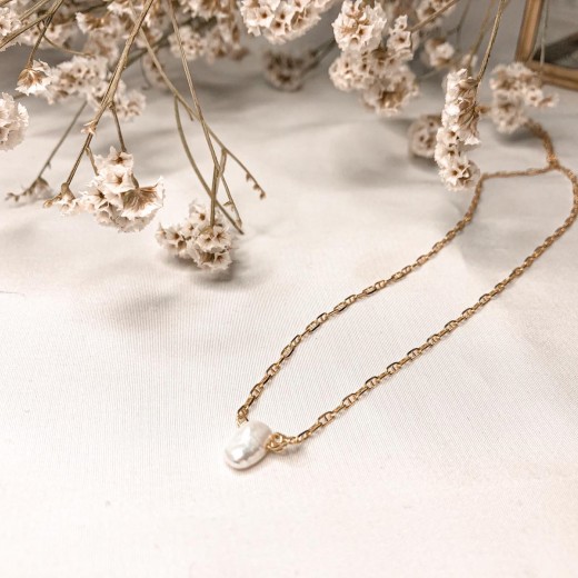 Κολιέ - Tiny pearl κολιέ απο Ασήμι925 με μαργαριτάρακι Προιόντα