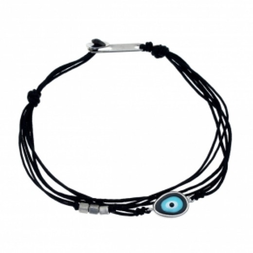 bracelet gregio from silver925 plated hematite and cord 