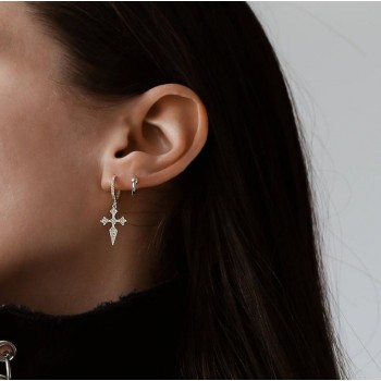 Cross earrings with zirconia